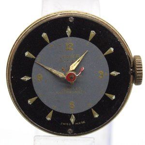 Vintage Lanier Deluxe Watch Mens Face Gold Tone Stainless Steel Swiss Made 60's